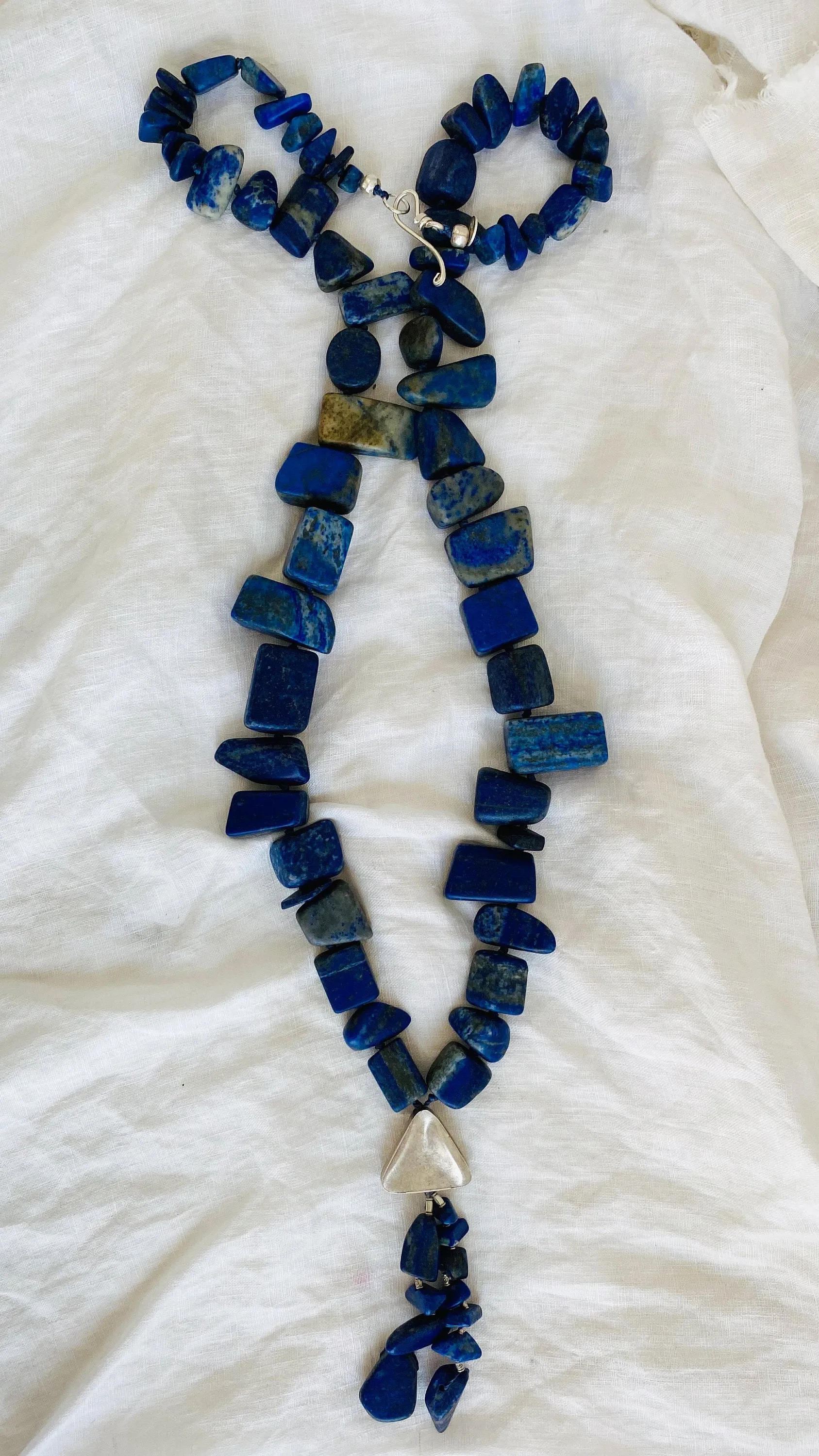 Old Lapis Beaded Necklace. Long