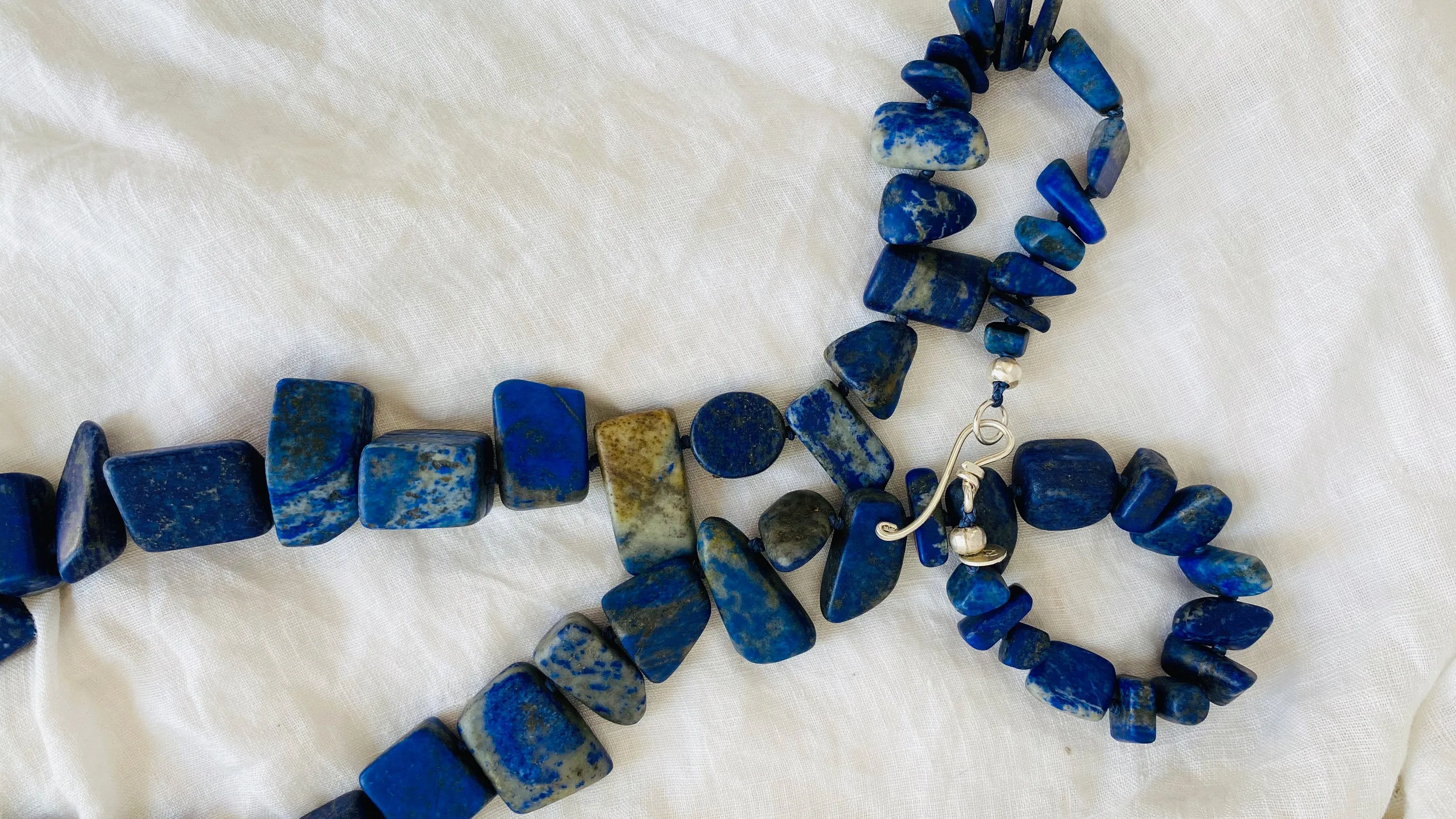 Old Lapis Beaded Necklace. Long