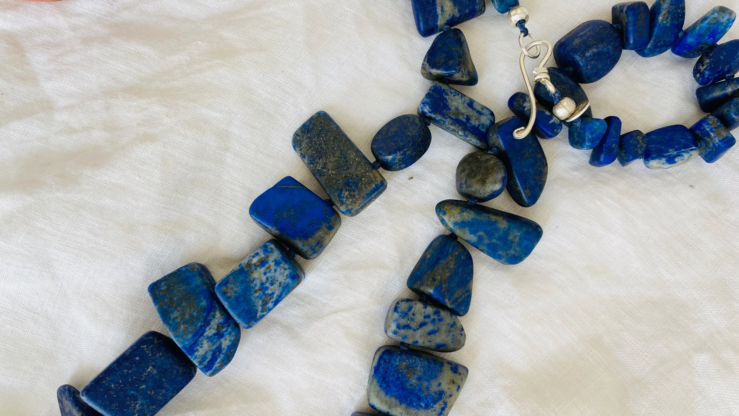 Old Lapis Beaded Necklace. Long
