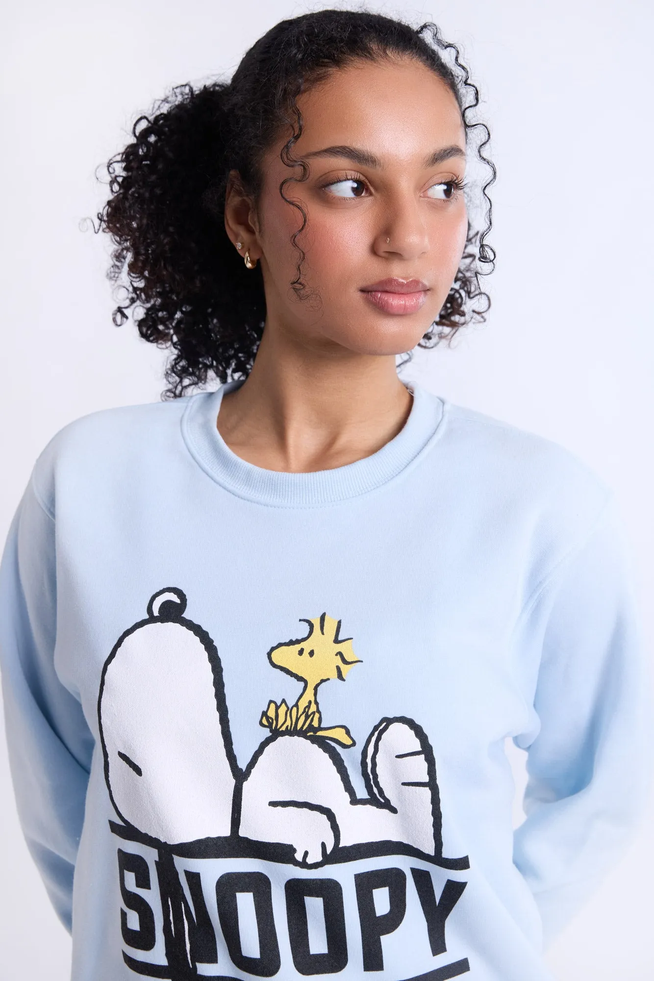 Peanuts Snoopy And Woodstock Rest Graphic Crew Neck Sweatshirt