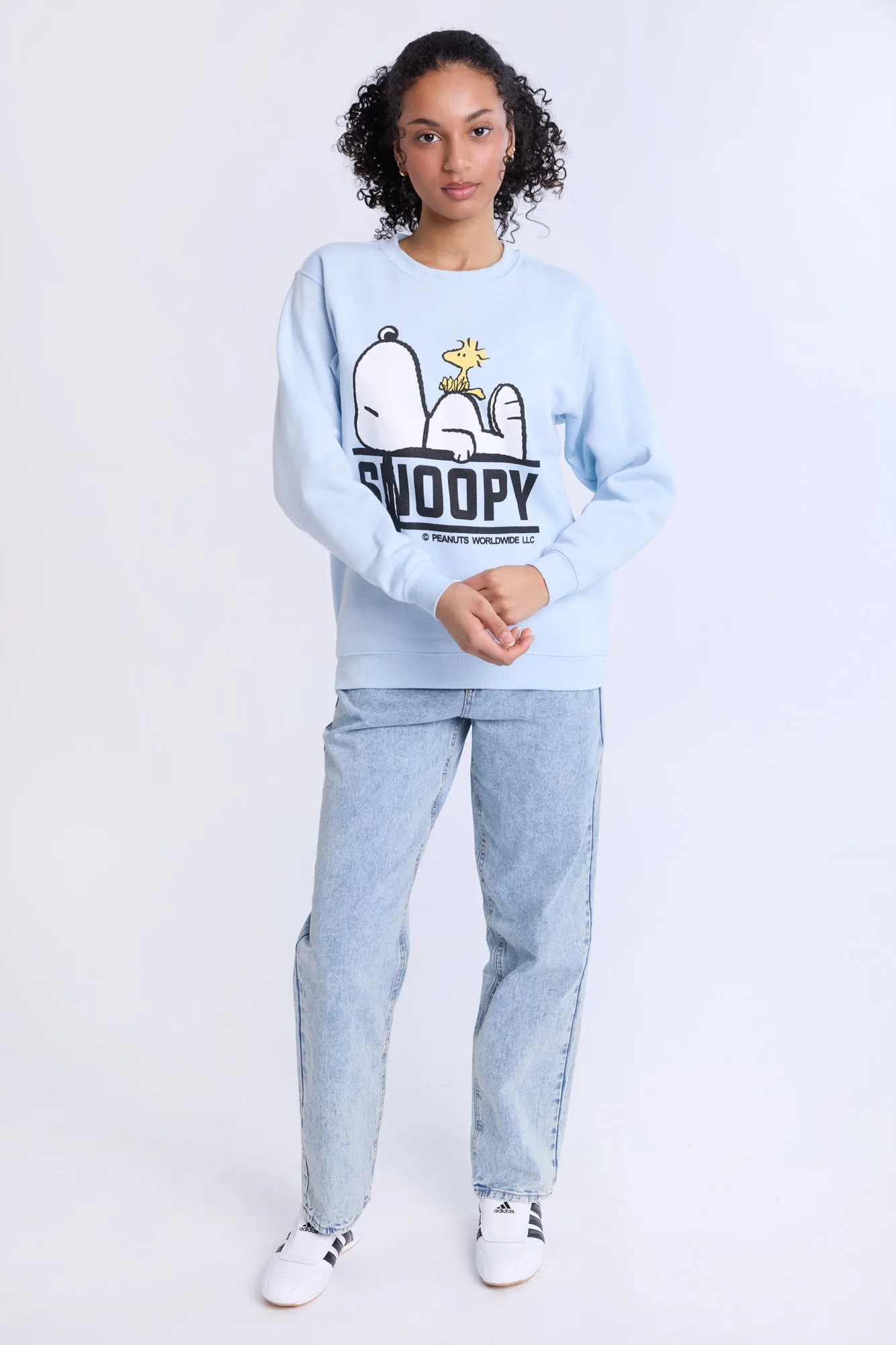 Peanuts Snoopy And Woodstock Rest Graphic Crew Neck Sweatshirt