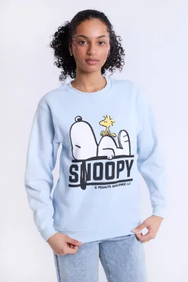 Peanuts Snoopy And Woodstock Rest Graphic Crew Neck Sweatshirt