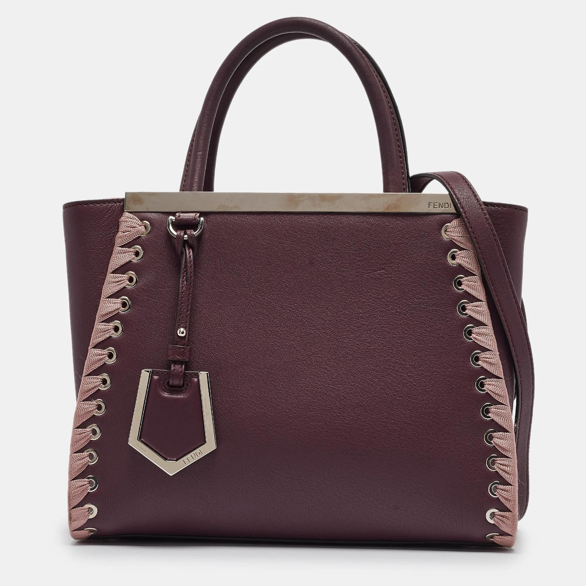 Plum/Pink Leather Petite Whipstitch 2jours Tote