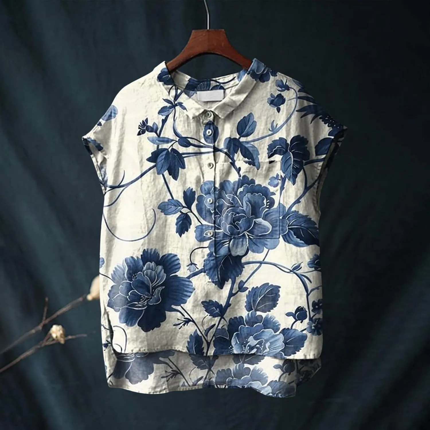 Plus Size Sleeveless Tops for Women Japanese Art Style Shirt Novelty Graphic Top V Neck Oversize Vintage Linen Outfits