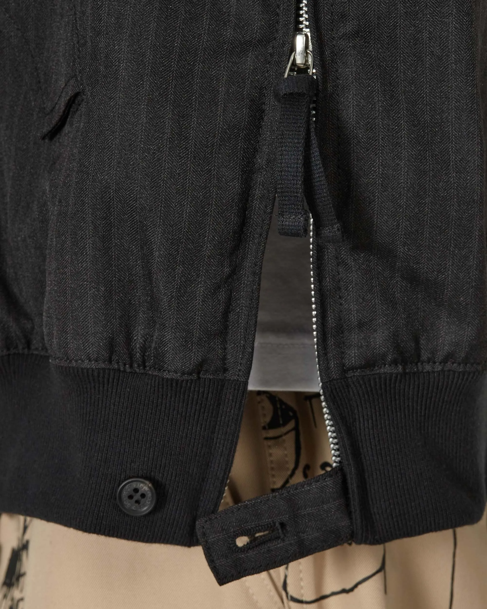 Polyester Herringbone Stripe Jacket Black