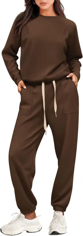 PRETTYGARDEN Women's 2 Piece Tracksuit Outfits Casual Long Sleeve Top High Waisted Sweatpants Lounge Jogger Set