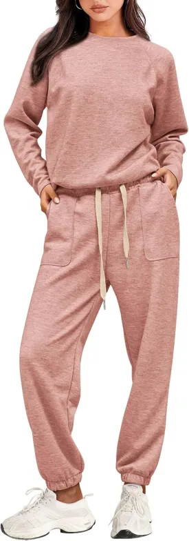 PRETTYGARDEN Women's 2 Piece Tracksuit Outfits Casual Long Sleeve Top High Waisted Sweatpants Lounge Jogger Set