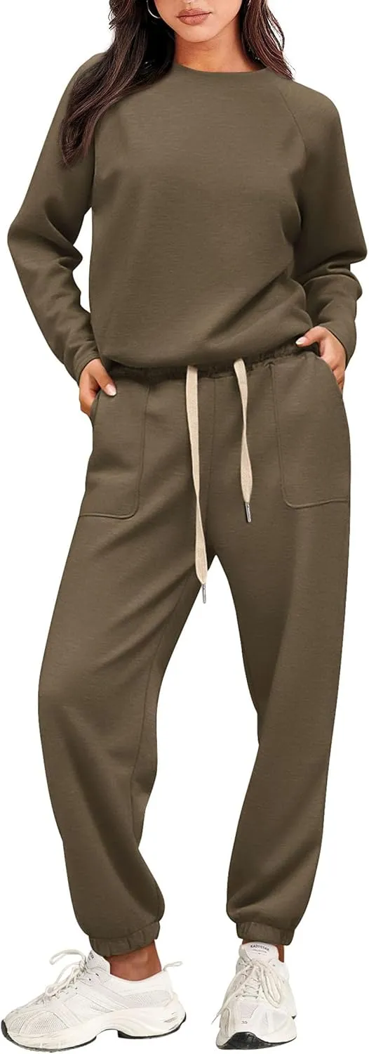 PRETTYGARDEN Women's 2 Piece Tracksuit Outfits Casual Long Sleeve Top High Waisted Sweatpants Lounge Jogger Set