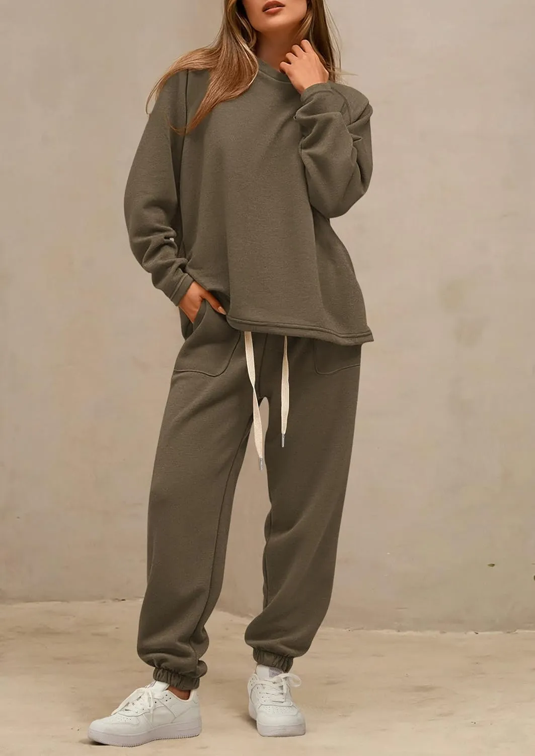PRETTYGARDEN Women's 2 Piece Tracksuit Outfits Casual Long Sleeve Top High Waisted Sweatpants Lounge Jogger Set