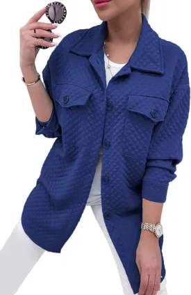 PRETTYGARDEN Women's 2024 Winter Jackets Lapel Coat Outerwear Casual Long Sleeve Button Down Blouse Shirts Tops