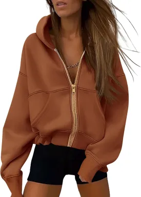 PRETTYGARDEN Women's Zip Up Hoodie Sweatshirt Y2K Fall Fashion Clothes Long Sleeve Loose Fit Pockets Casual Trendy Jacket