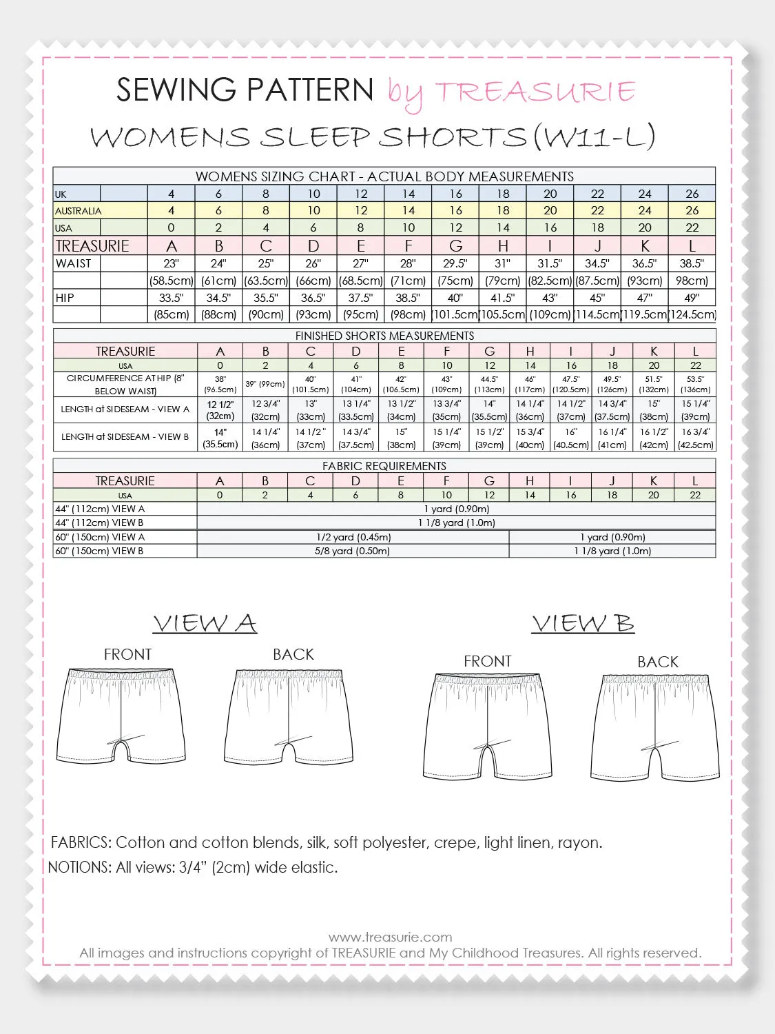 Sleep Shorts - WOMENS  (W11-L)