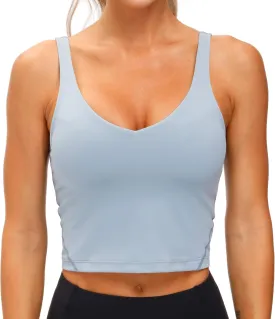 THE GYM PEOPLE Womens' Sports Bra Longline Wirefree Padded with Medium Support