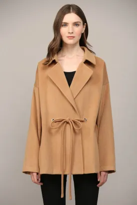 Tie Closure At the Waist Classic Collar Coat
