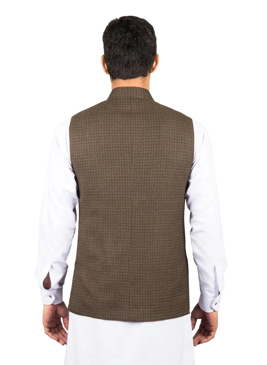 Waist Coat - Worsted Tweed Green Checks