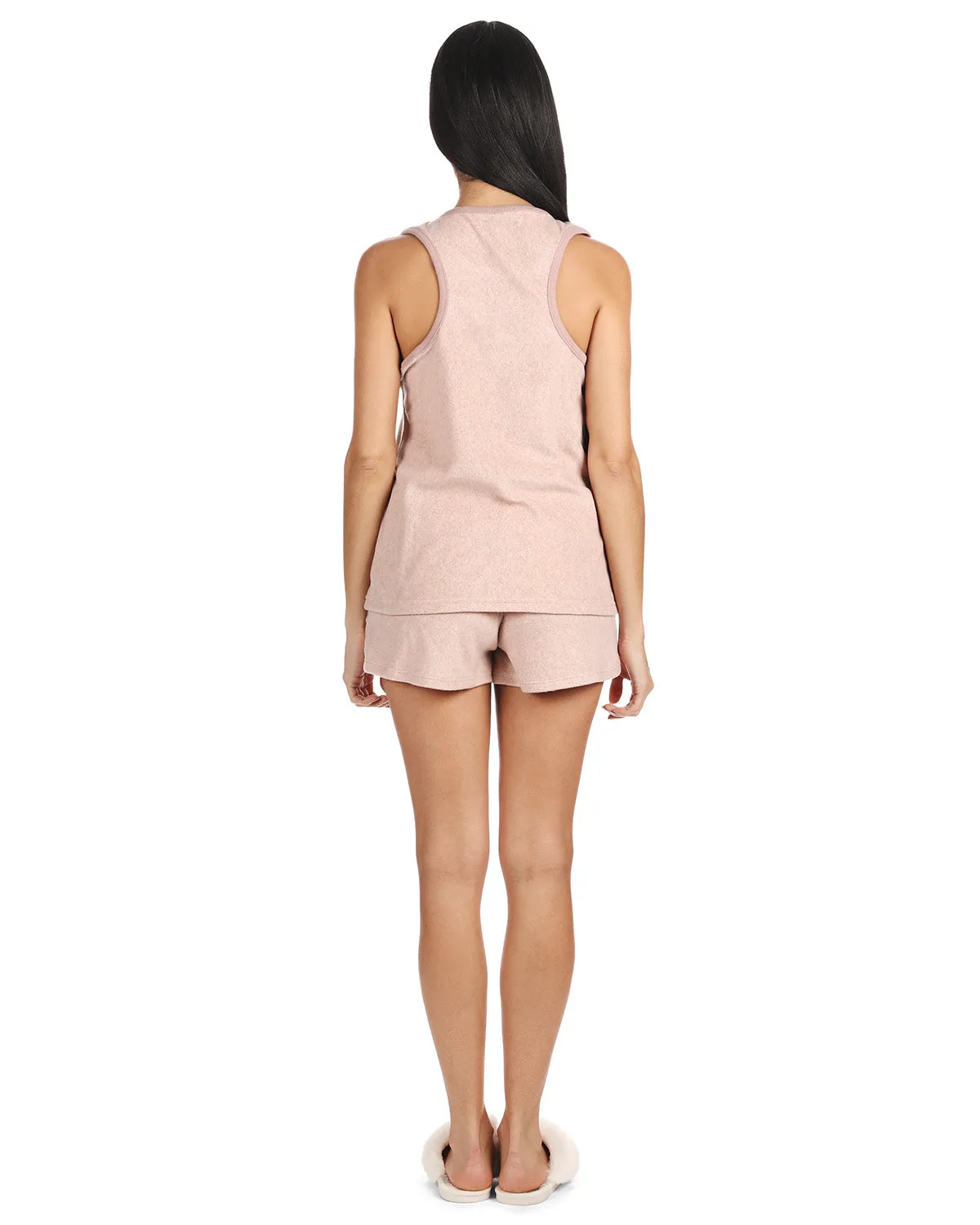 Women's 2 Piece Cozy Fleece Tank Top and Shorts Pajama Set