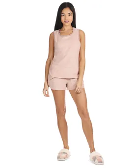 Women's 2 Piece Cozy Fleece Tank Top and Shorts Pajama Set