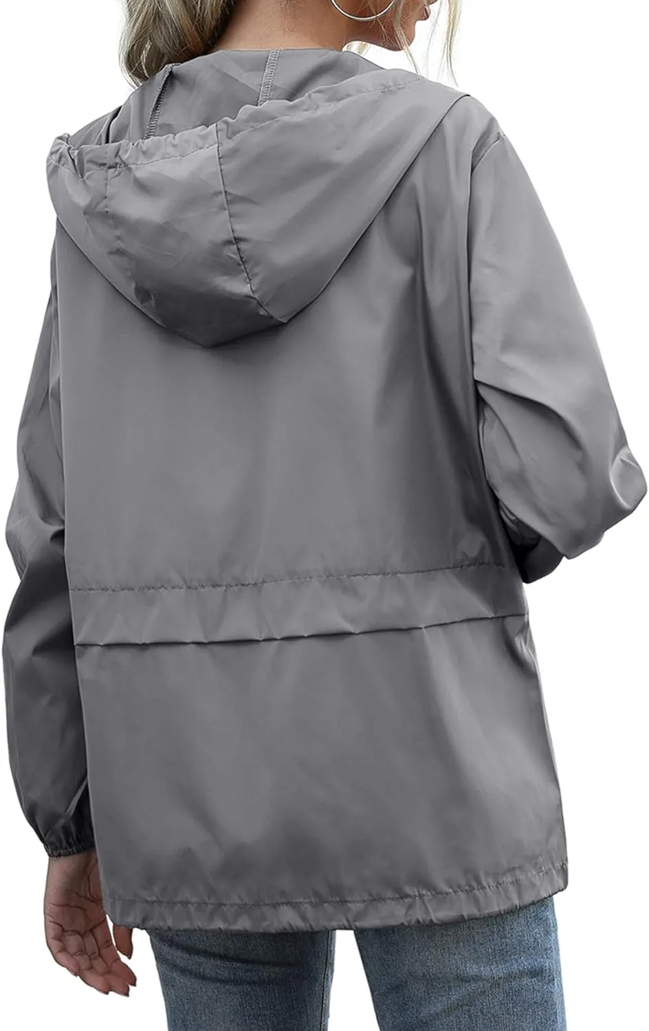 Women's Raincoats Lightweight Waterproof Windproof Adjustable Windbreaker Rain Jackets Hooded with Pockets S-XXL