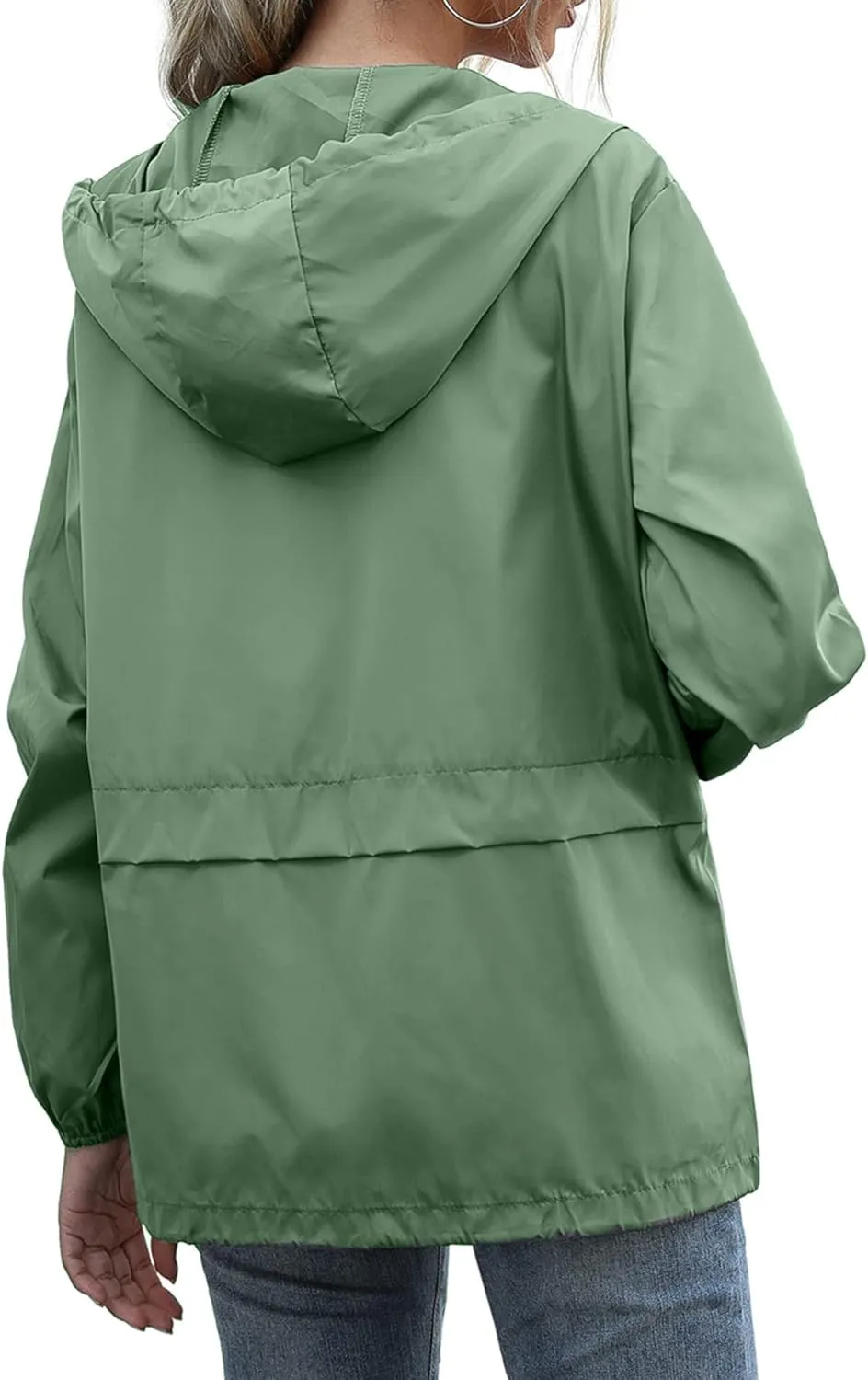 Women's Raincoats Lightweight Waterproof Windproof Adjustable Windbreaker Rain Jackets Hooded with Pockets S-XXL