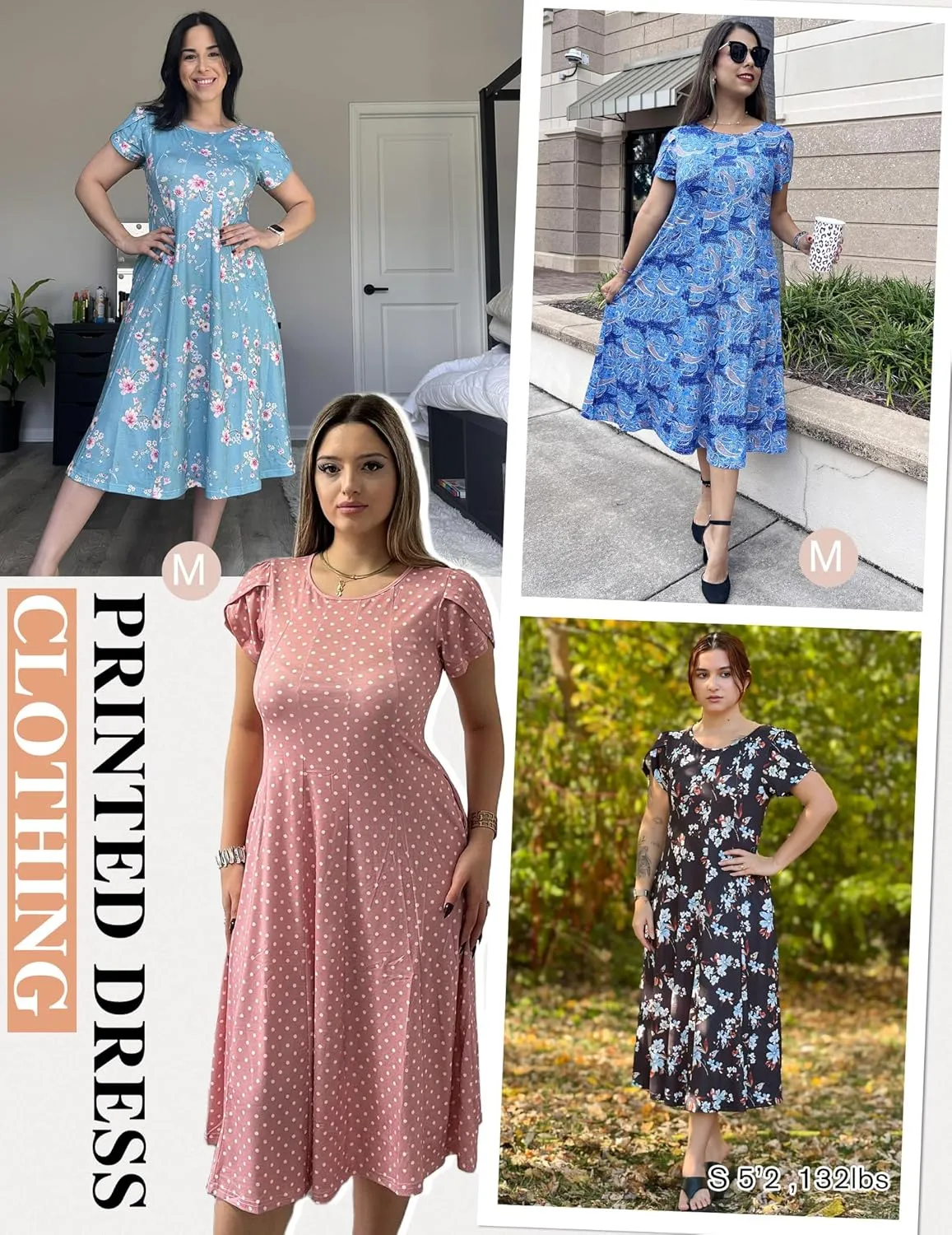 Zeagoo Womens Casual Dress for Summer Short Sleeve Pleated Dress Loose Flowy Beach Dress with Pockets Flare Midi Sundress
