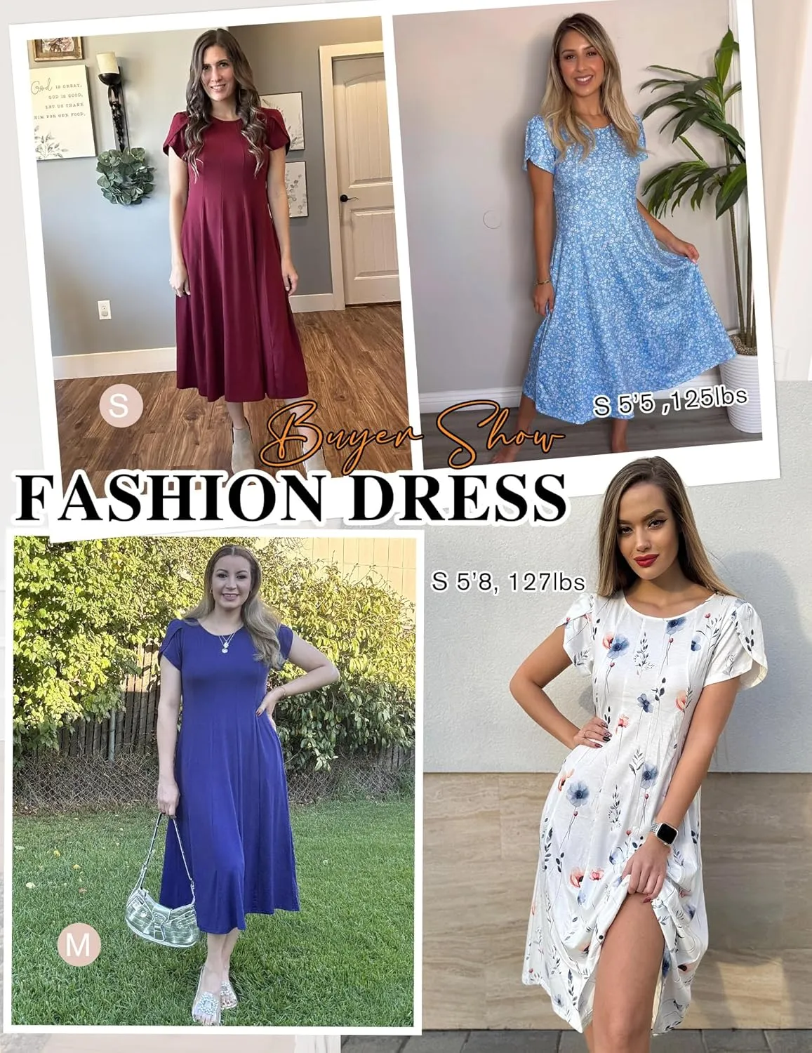 Zeagoo Womens Casual Dress for Summer Short Sleeve Pleated Dress Loose Flowy Beach Dress with Pockets Flare Midi Sundress